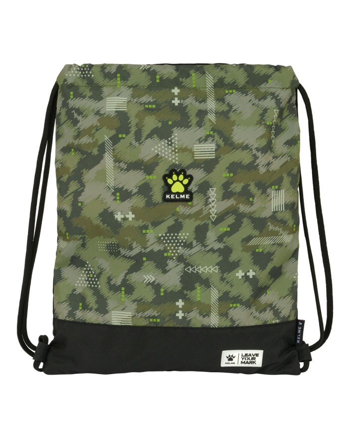 Backpack with Strings Kelme Travel Black Green 35 x 40 x 1 cm