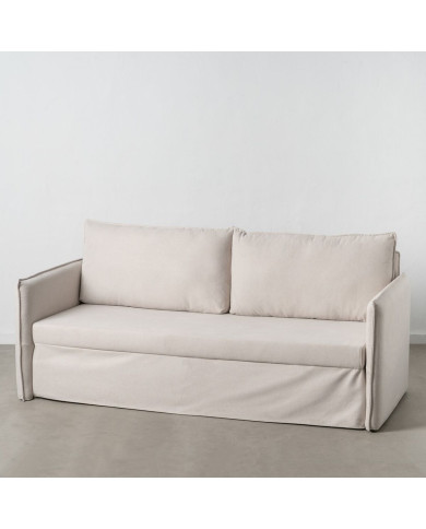 Sofa Beige Polyester Linen 210 x 93 x 95 cm