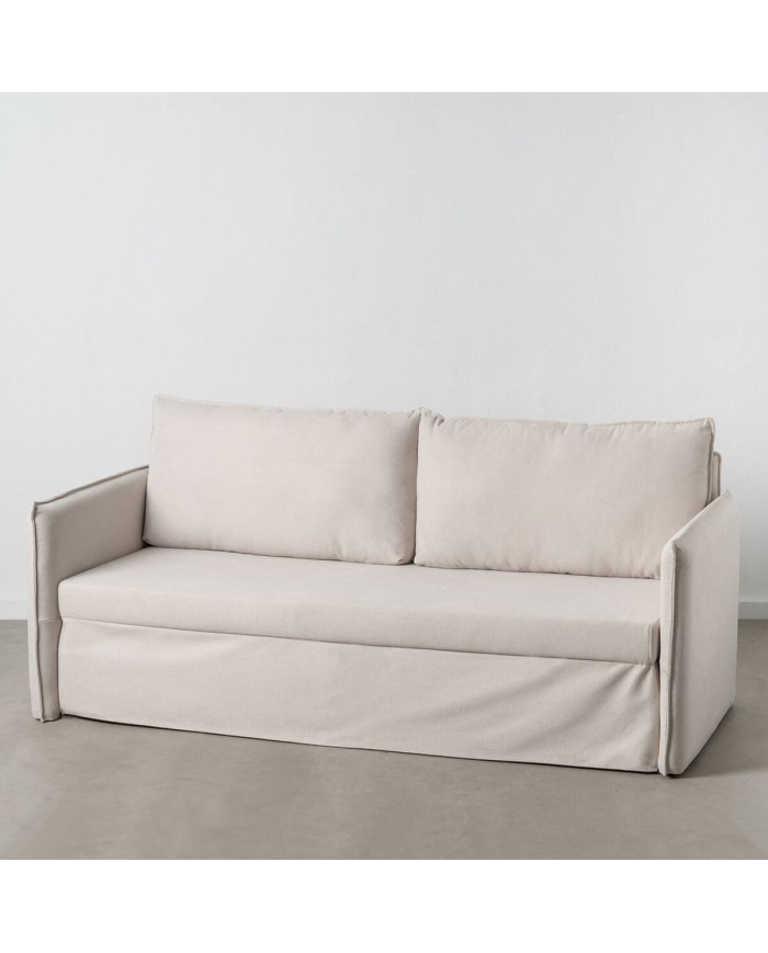 Sofa Beige Polyester Linen 210 x 93 x 95 cm