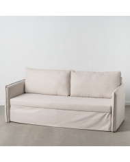 Sofa Beige Polyester Linen 210 x 93 x 95 cm