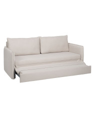 Sofa Beige Polyester Linen 210 x 93 x 95 cm