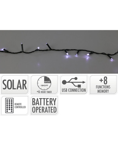 Wreath of LED Lights Lifetime Cool White 10 m Solar