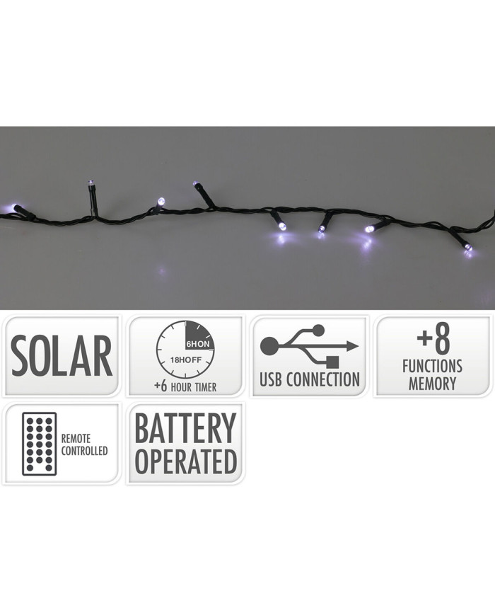 Wreath of LED Lights Lifetime Cool White 10 m Solar