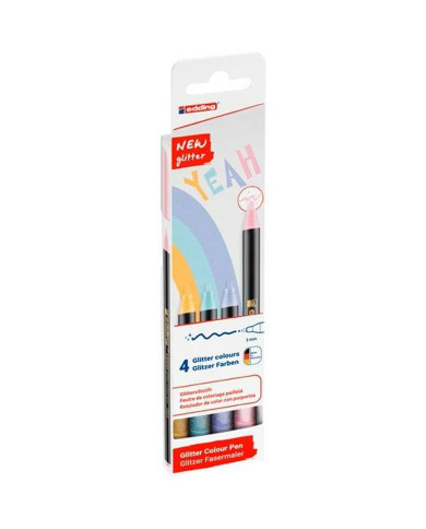 Set of Felt Tip Pens Edding 1200 Multicolour Cake Glitter 4 Pieces