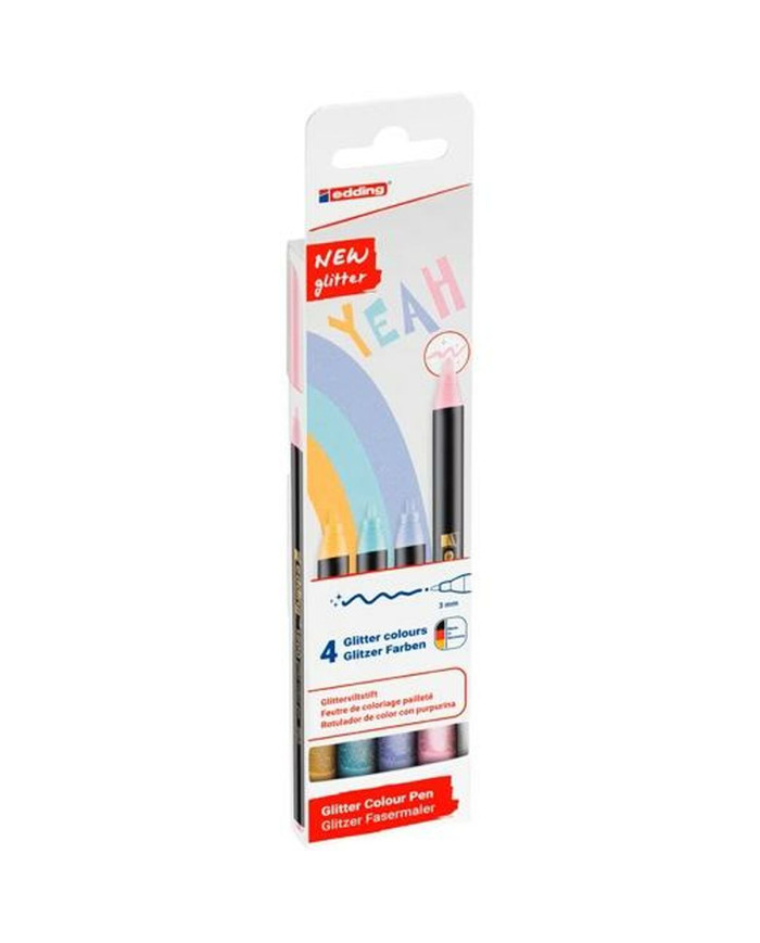 Set of Felt Tip Pens Edding 1200 Multicolour Cake Glitter 4 Pieces