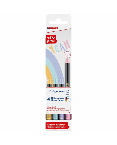 Set of Felt Tip Pens Edding 1200 Multicolour Cake Glitter 4 Pieces