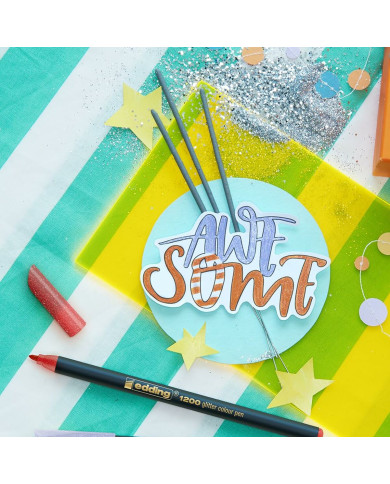 Set of Felt Tip Pens Edding 1200 Multicolour Cake Glitter 4 Pieces