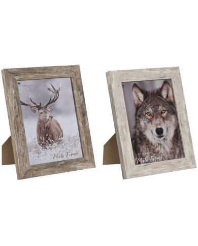 Photo frame Home ESPRIT White Natural Crystal polystyrene Scandinavian 19,5 x 2 x 24,5 cm (2 Units)