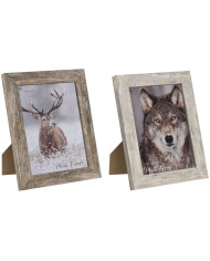 Photo frame Home ESPRIT White Natural Crystal polystyrene Scandinavian 19,5 x 2 x 24,5 cm (2 Units)