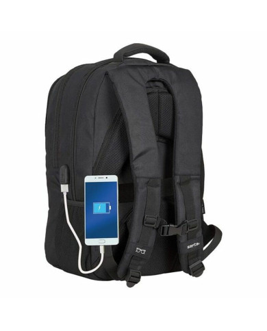 Rucksack for Laptop and Tablet with USB Output Safta 15,6'' Black 30 x 43 x 16 cm