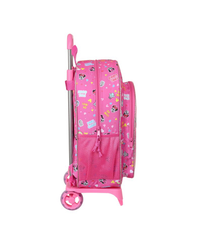 School Rucksack with Wheels Minnie Mouse Lucky Pink 33 x 42 x 14 cm