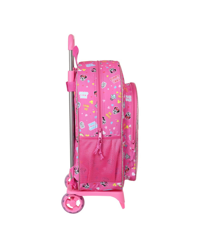 School Rucksack with Wheels Minnie Mouse Lucky Pink 33 x 42 x 14 cm