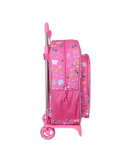 School Rucksack with Wheels Minnie Mouse Lucky Pink 33 x 42 x 14 cm