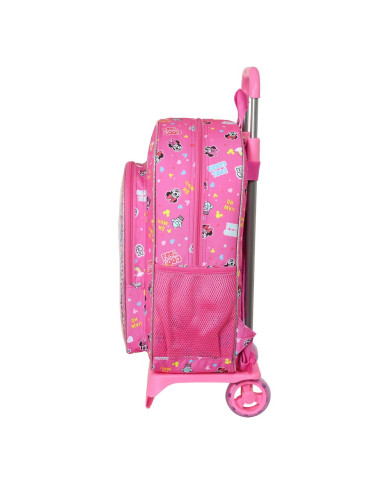 School Rucksack with Wheels Minnie Mouse Lucky Pink 33 x 42 x 14 cm