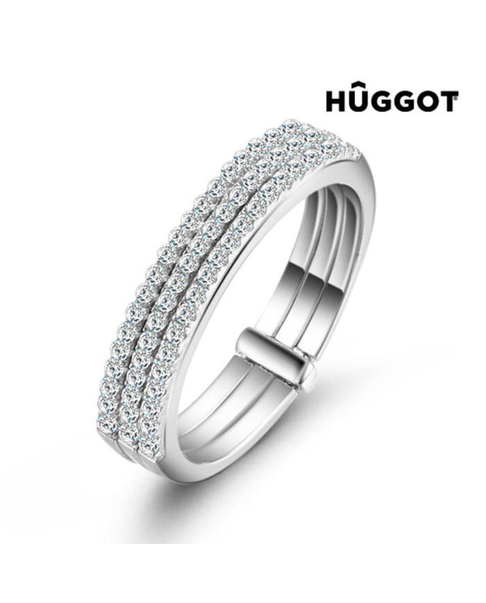 Hûggot Three 925 Sterling Silver Ring with Zircons