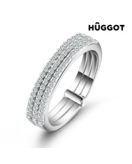 Hûggot Three 925 Sterling Silver Ring with Zircons