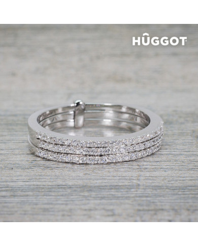 Hûggot Three 925 Sterling Silver Ring with Zircons
