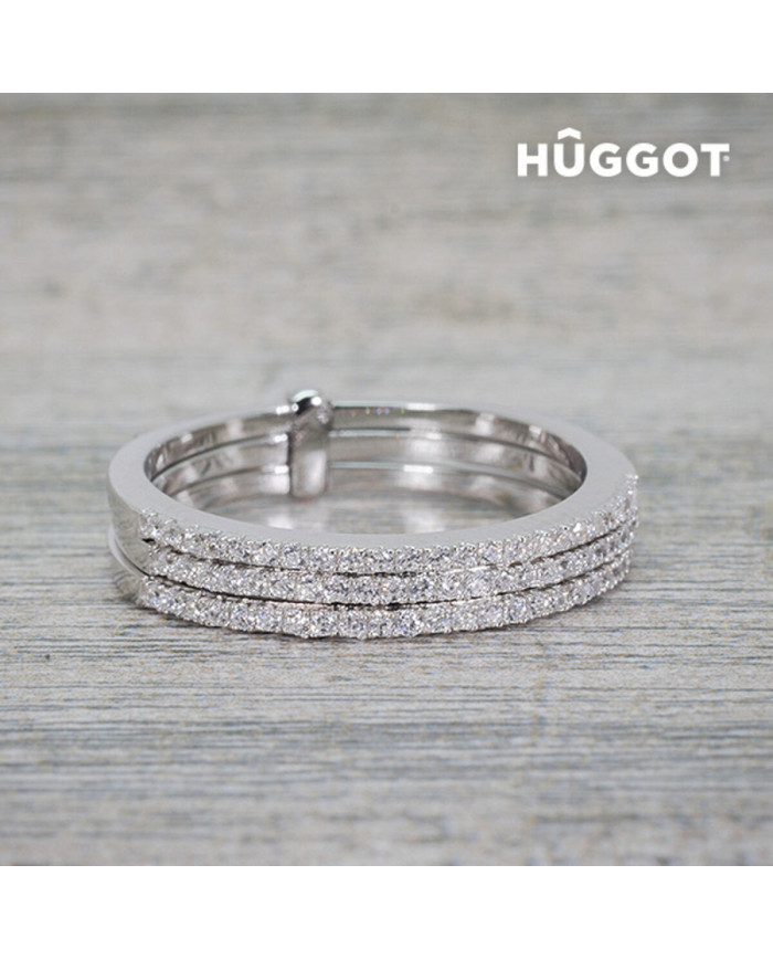 Hûggot Three 925 Sterling Silver Ring with Zircons