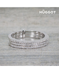Hûggot Three 925 Sterling Silver Ring with Zircons