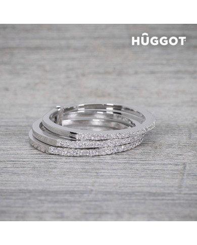 Hûggot Three 925 Sterling Silver Ring with Zircons