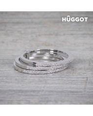Hûggot Three 925 Sterling Silver Ring with Zircons