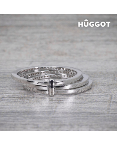 Hûggot Three 925 Sterling Silver Ring with Zircons
