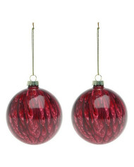 Christmas Baubles (2 pcs) 113572 Brown Red 8 cm (2 Units)