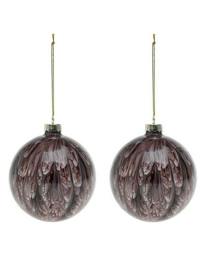 Christmas Baubles (2 pcs) 113572 Brown Red 8 cm (2 Units)