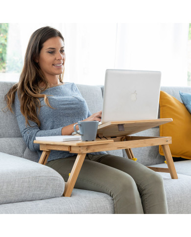 Bamboo Folding Side Table Lapwood InnovaGoods