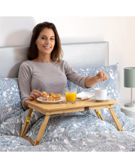 Bamboo Folding Side Table Lapwood InnovaGoods