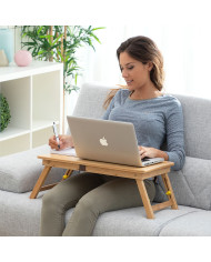 Bamboo Folding Side Table Lapwood InnovaGoods
