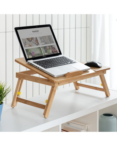 Bamboo Folding Side Table Lapwood InnovaGoods