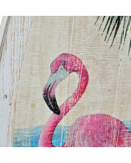 Wall Decoration DKD Home Decor Wood Pink flamingo Tropical