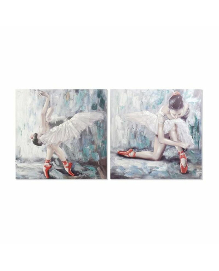 Painting DKD Home Decor Canvas Grey Blue Wood White (100 x 3 x 100 cm) (2 Units)