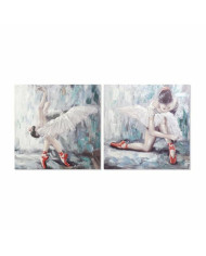 Painting DKD Home Decor Canvas Grey Blue Wood White (100 x 3 x 100 cm) (2 Units)