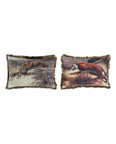 Cushion DKD Home Decor Aluminium Colonial Jungle (2 Units) (2 Pieces)