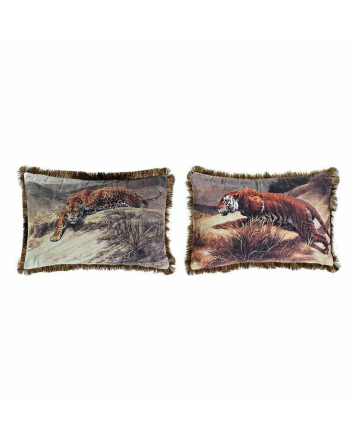 Cushion DKD Home Decor Aluminium Colonial Jungle (2 Units) (2 Pieces)