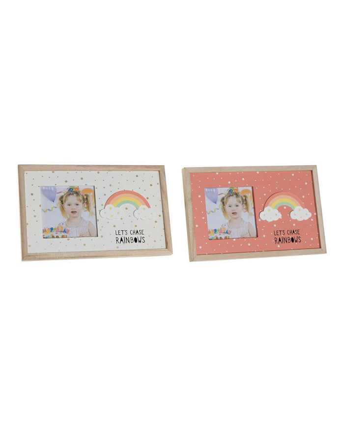 Photo frame DKD Home Decor Rainbow Pink White Children's MDF Wood (25 x 1 x 16 cm) (2 Units)