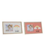 Photo frame DKD Home Decor Rainbow Pink White Children's MDF Wood (25 x 1 x 16 cm) (2 Units)