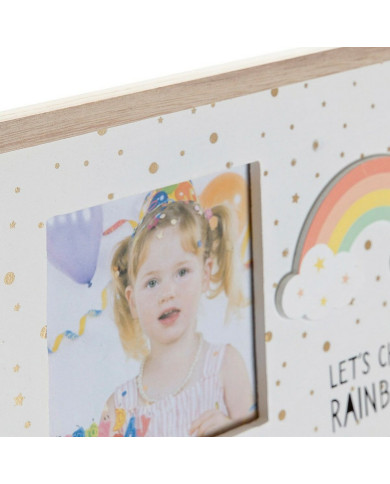 Photo frame DKD Home Decor Rainbow Pink White Children's MDF Wood (25 x 1 x 16 cm) (2 Units)