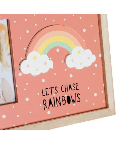 Photo frame DKD Home Decor Rainbow Pink White Children's MDF Wood (25 x 1 x 16 cm) (2 Units)
