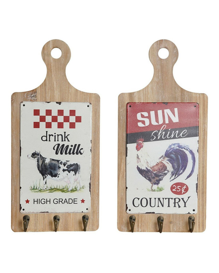 Hat stand DKD Home Decor Red Wood Metal (2 pcs) (21 x 5 x 45 cm)