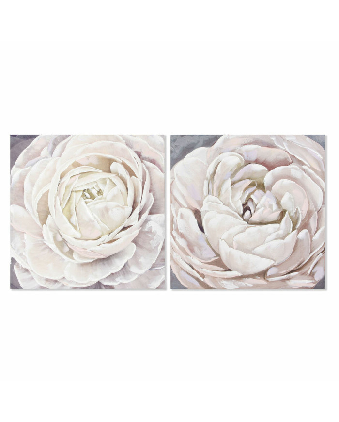 Canvas DKD Home Decor Canvas MDF Wood 80 x 3 x 80 cm Flower