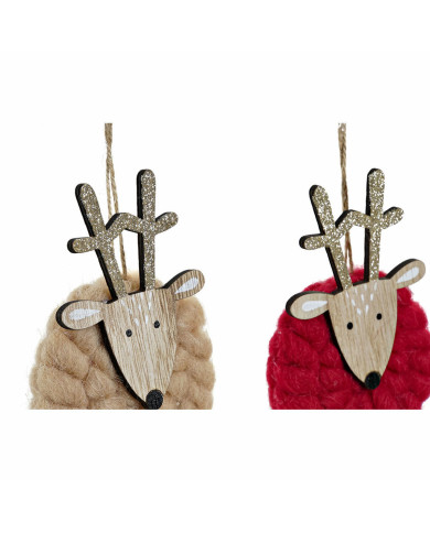 Christmas bauble DKD Home Decor Polyester Wood Reindeer (3 pcs) (8 x 3 x 26 cm)
