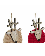 Christmas bauble DKD Home Decor Polyester Wood Reindeer (3 pcs) (8 x 3 x 26 cm)
