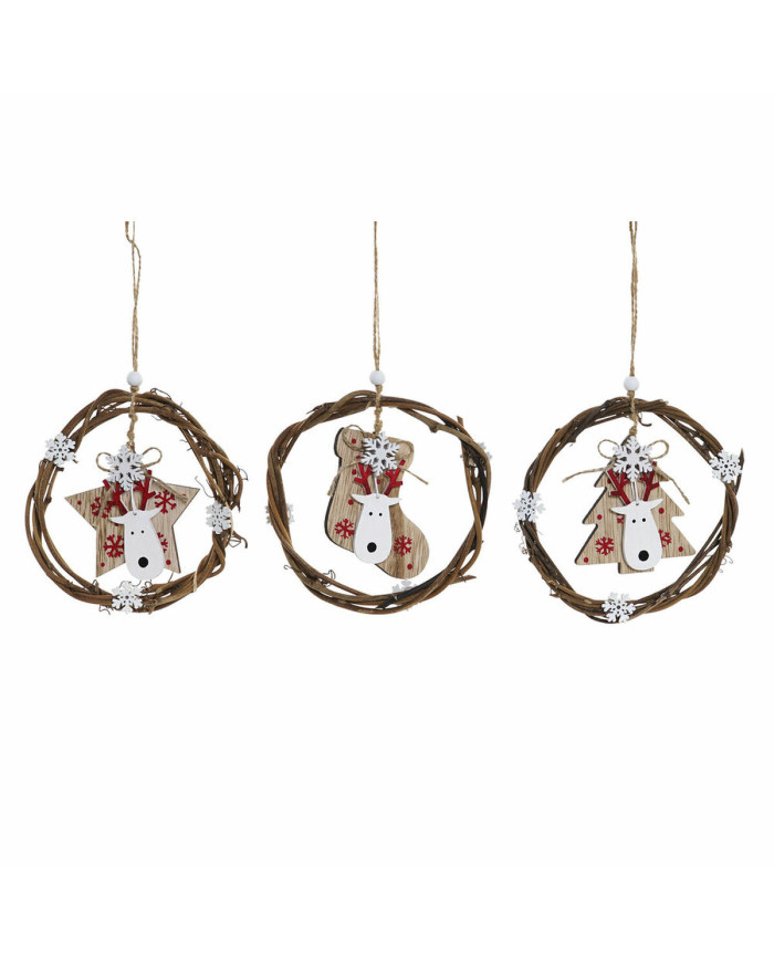 Christmas bauble DKD Home Decor Wood (3 pcs) (14 x 1 x 18 cm)