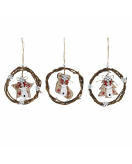 Christmas bauble DKD Home Decor Wood (3 pcs) (14 x 1 x 18 cm)