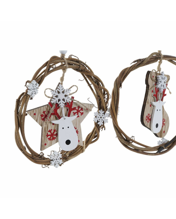 Christmas bauble DKD Home Decor Wood (3 pcs) (14 x 1 x 18 cm)