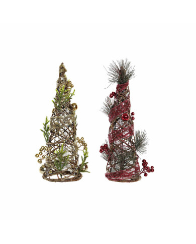 Christmas Tree DKD Home Decor Red Green Golden 16 x 16 x 41 cm Plastic (2 Units)