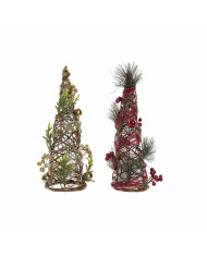 Christmas Tree DKD Home Decor Red Green Golden 16 x 16 x 41 cm Plastic (2 Units)
